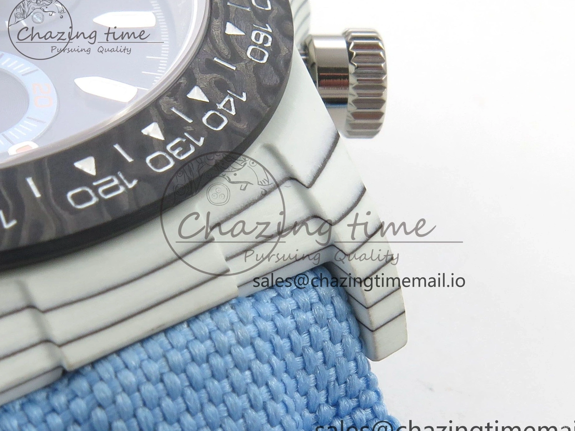 MiroTime 0403 Attractive Daytona DIW Carbon Case and Bezel DIWF Edition Black Dial on Blue Nylon Strap A 71